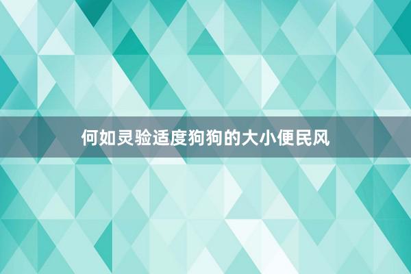 何如灵验适度狗狗的大小便民风